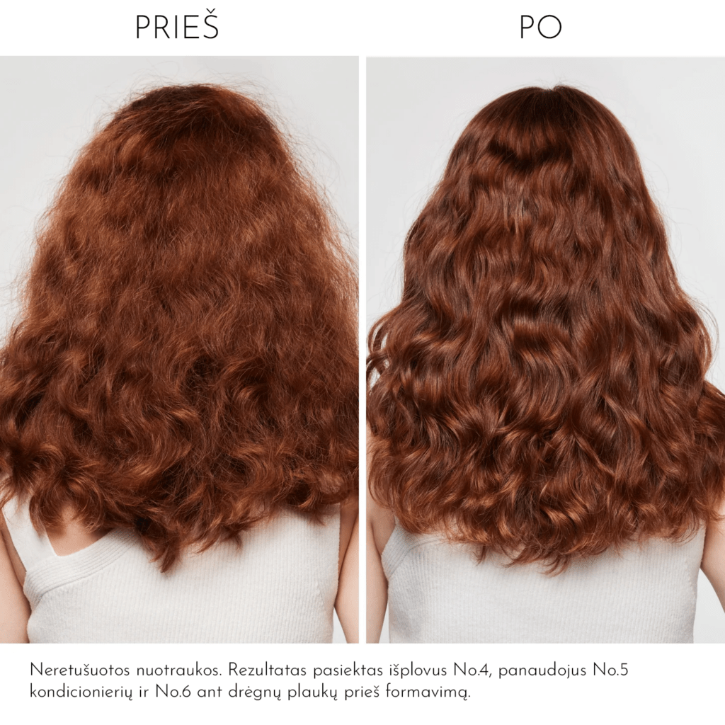 OLAPLEX No.6 Bond Smoother prieš ir po