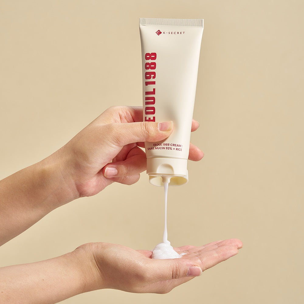 K-SECRET SEOUL 1988 Cream : Snail Mucin 93% + Rice, 100ml konsistencija