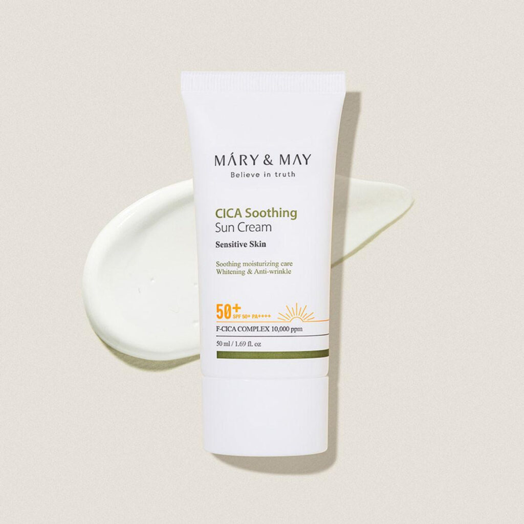 Mary&May Vegan CICA Soothing Sun Cream SPF50+ PA++++, 50ml konsistencija