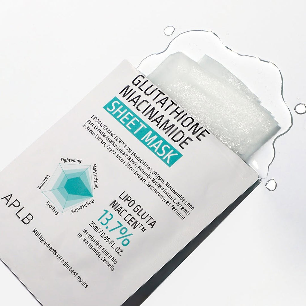 APLB Glutathione Niacinamide Sheet Mask, 25ml lakštinė kaukė