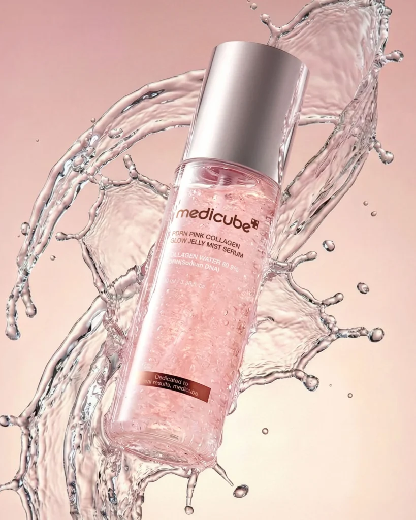 Medicube PDRN Pink Collagen Glow Jelly Mist Serum, 60ml serumas